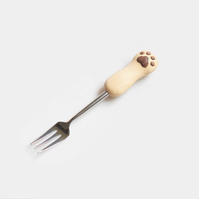 Hand-Carved Catpaw Spoon & Fork Set – Cute & Functional Gift