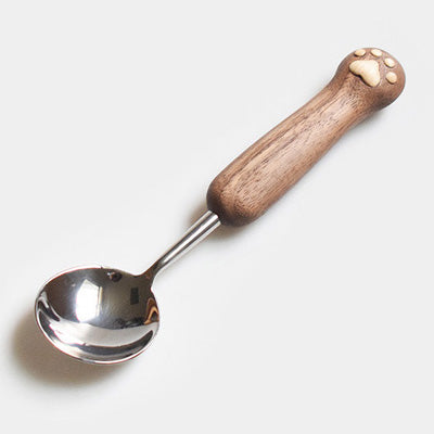 Hand-Carved Catpaw Spoon & Fork Set – Cute & Functional Gift