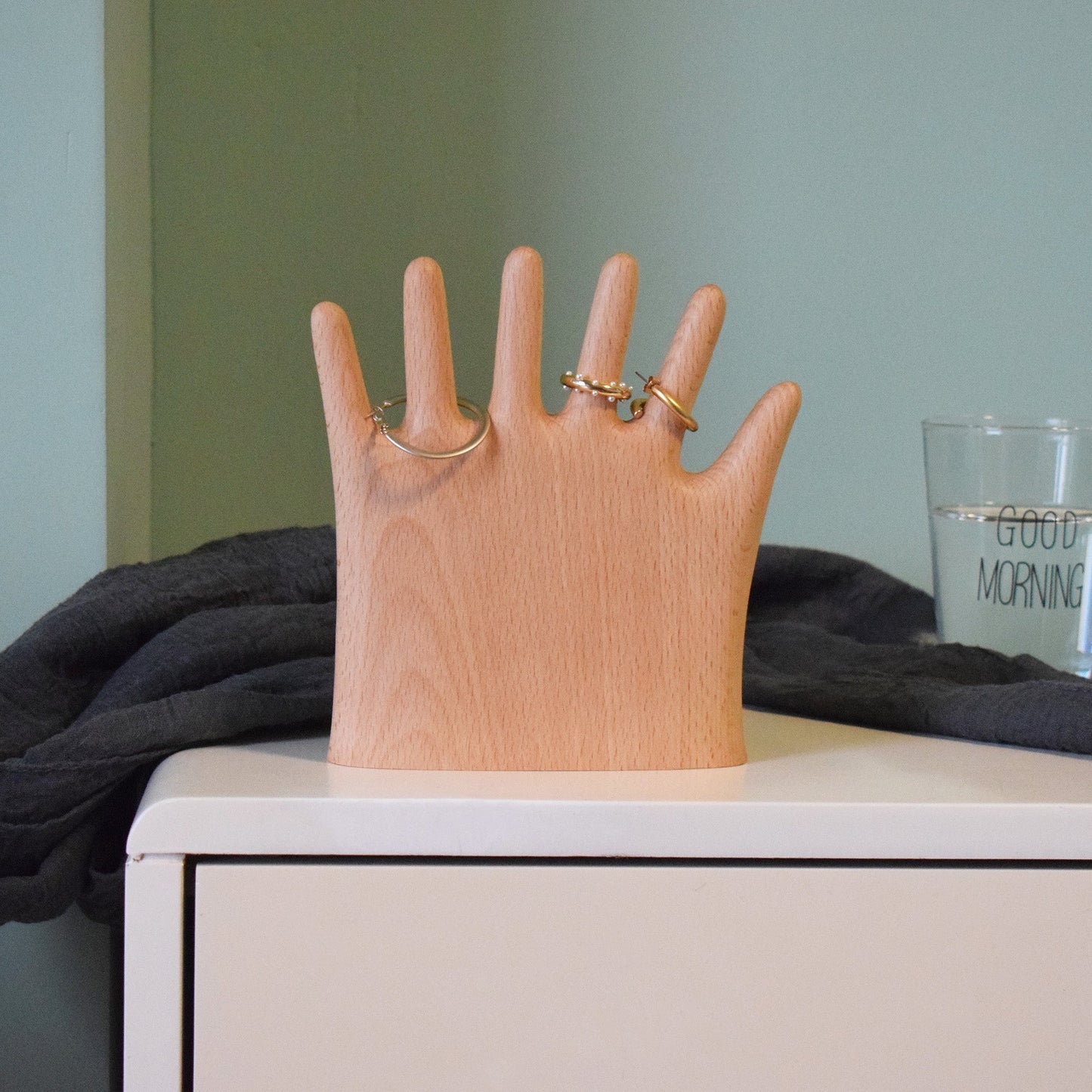 More Fingers Wooden Jewelry Stand – Playful Hand Sculpture & Thoughtful Gift