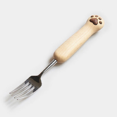 Hand-Carved Catpaw Spoon & Fork Set – Cute & Functional Gift