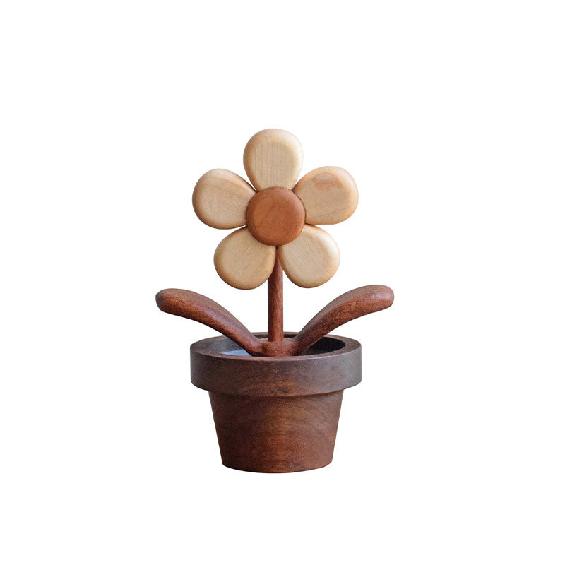 Wooden Flowerpot Diffuser Desk Spinner – Natural Wood Toy, Aroma Oil Diffuser