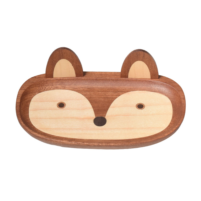 Fox Wooden Glasses Tray - Cute Desk Organizer & Catch-All