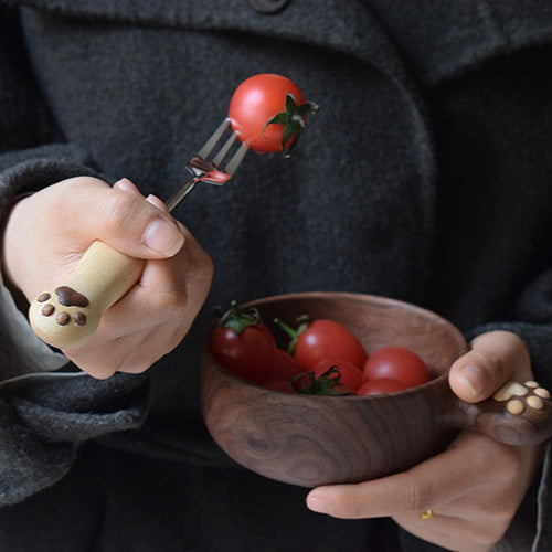 Hand-Carved Catpaw Spoon & Fork Set – Cute & Functional Gift
