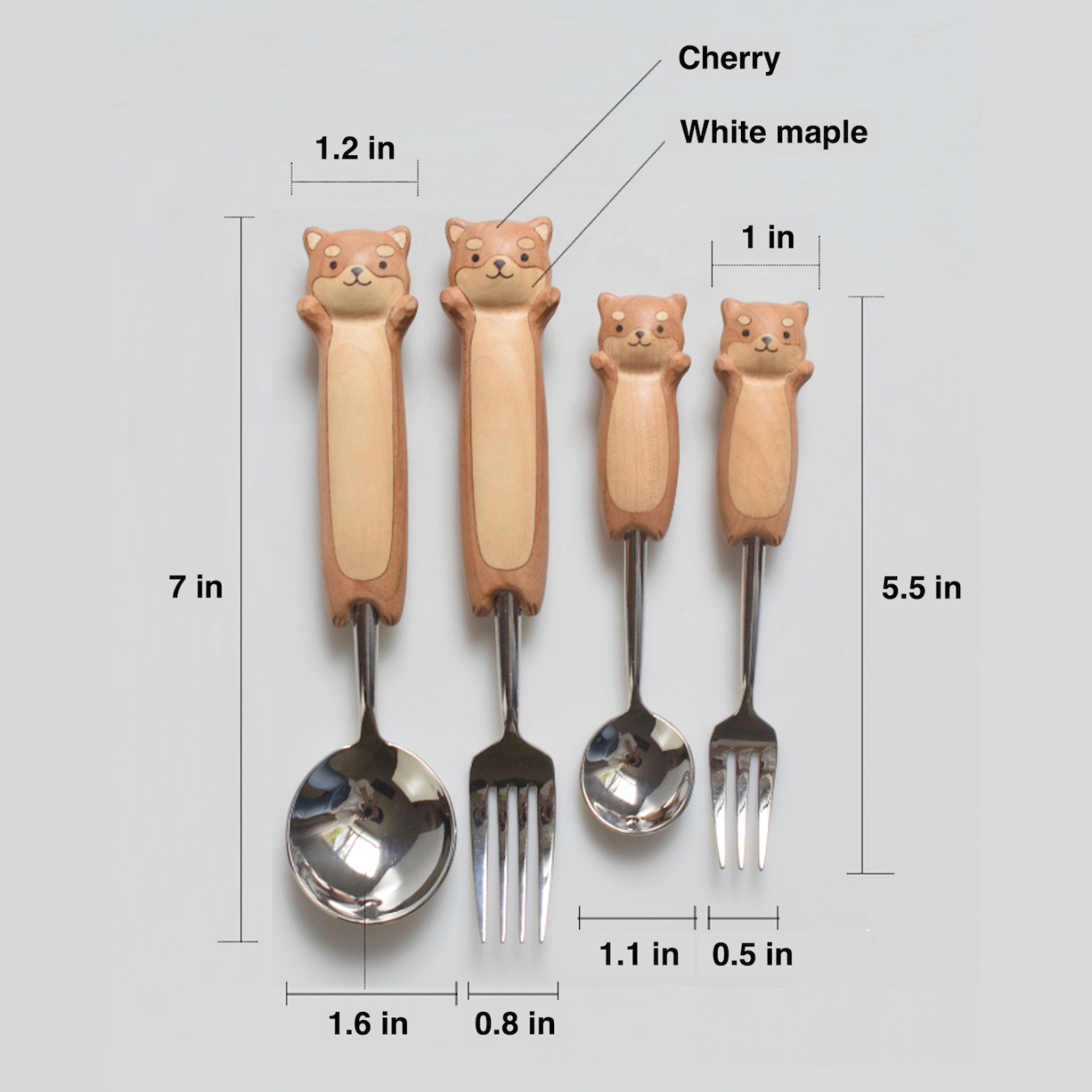 Adorable Hand-Carved Shiba Inu  Spoon and Fork | Kitchen Décor & Gifts