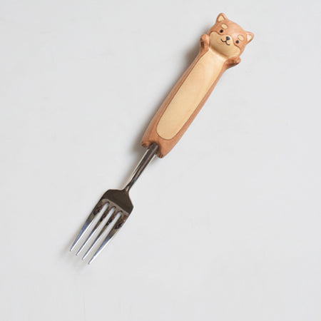 Adorable Hand-Carved Shiba Inu  Spoon and Fork | Kitchen Décor & Gifts