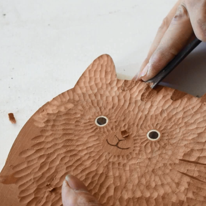 Hand-Carved Cat Serving Board – Cute & Handmade