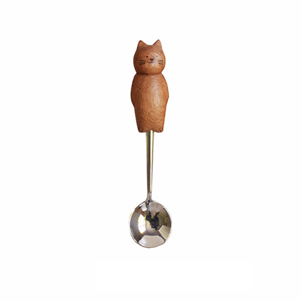 Cute Kitten Hand-Carved Spoon and Fork/HandCarved/Gifts