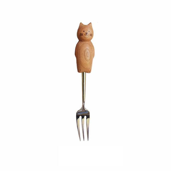 Cute Kitten Hand-Carved Spoon and Fork/HandCarved/Gifts