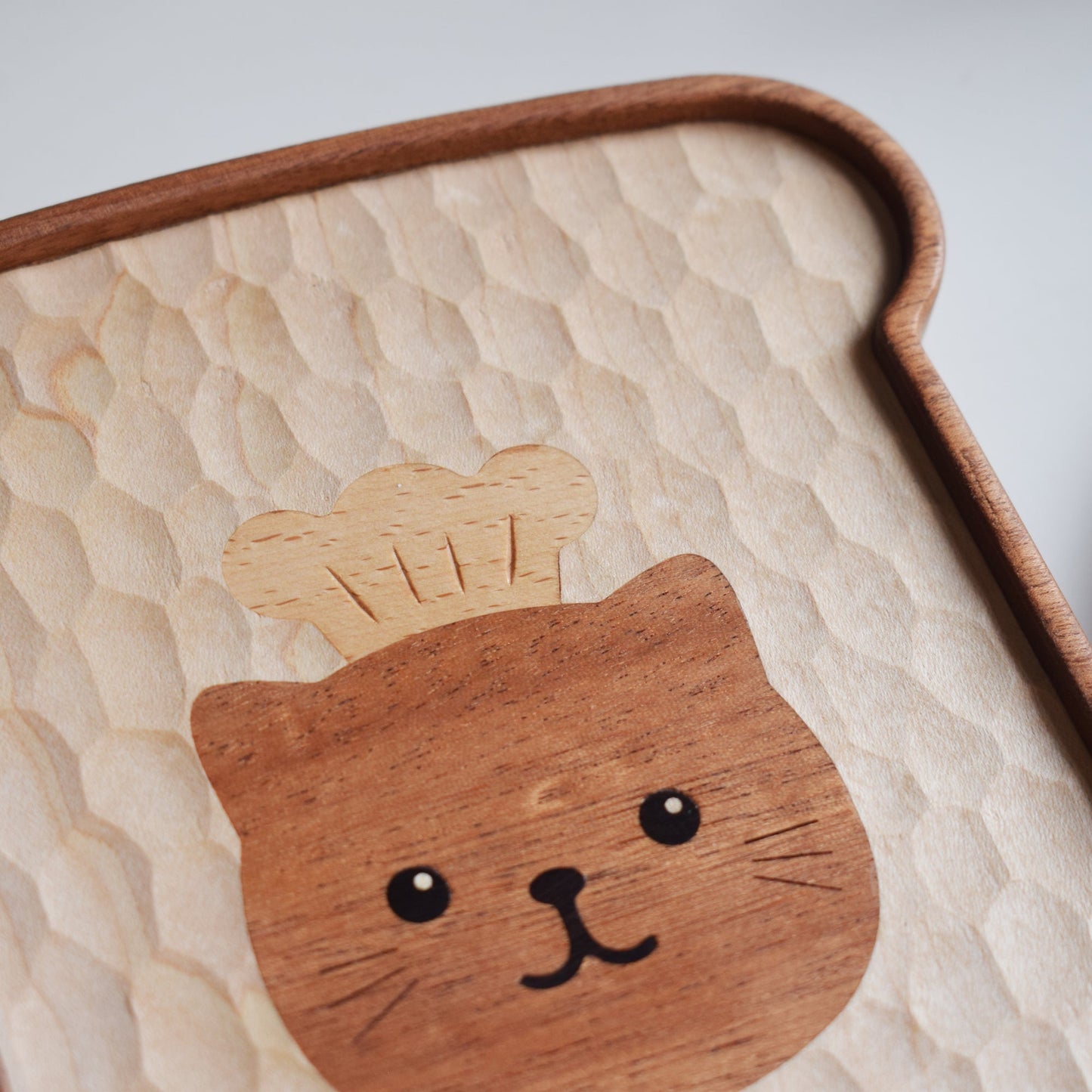 Toast Cat Hand-Carved Wooden Plate and Coaster