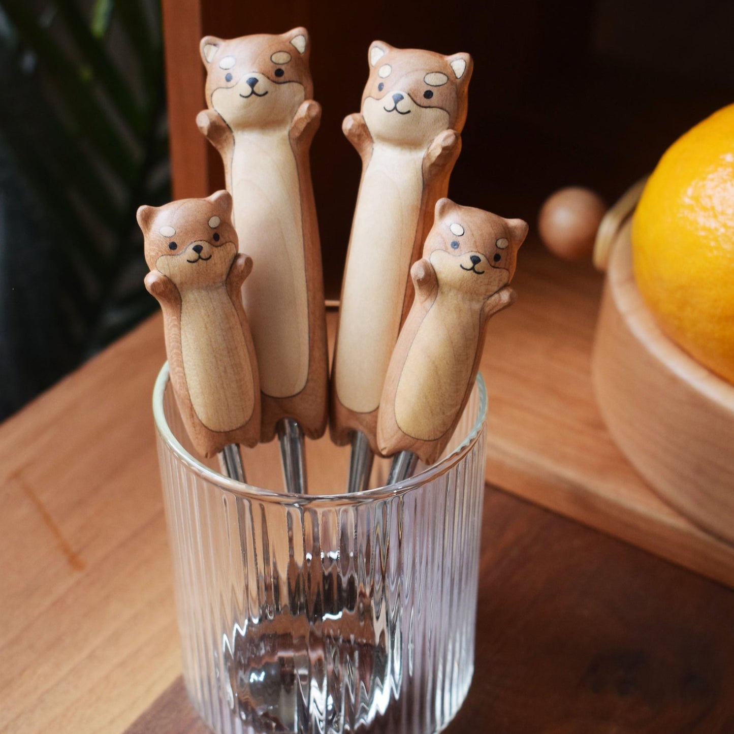 Adorable Hand-Carved Shiba Inu  Spoon and Fork | Kitchen Décor & Gifts