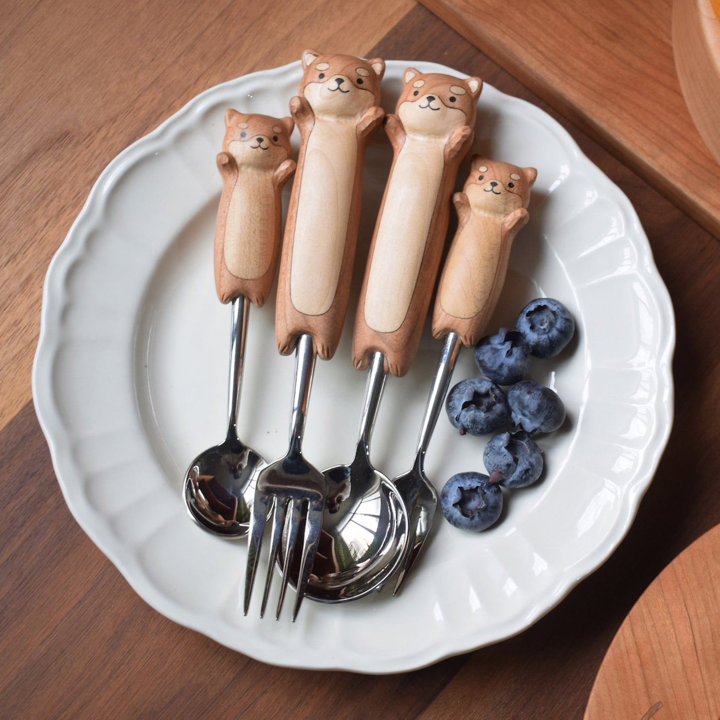 Adorable Hand-Carved Shiba Inu  Spoon and Fork | Kitchen Décor & Gifts