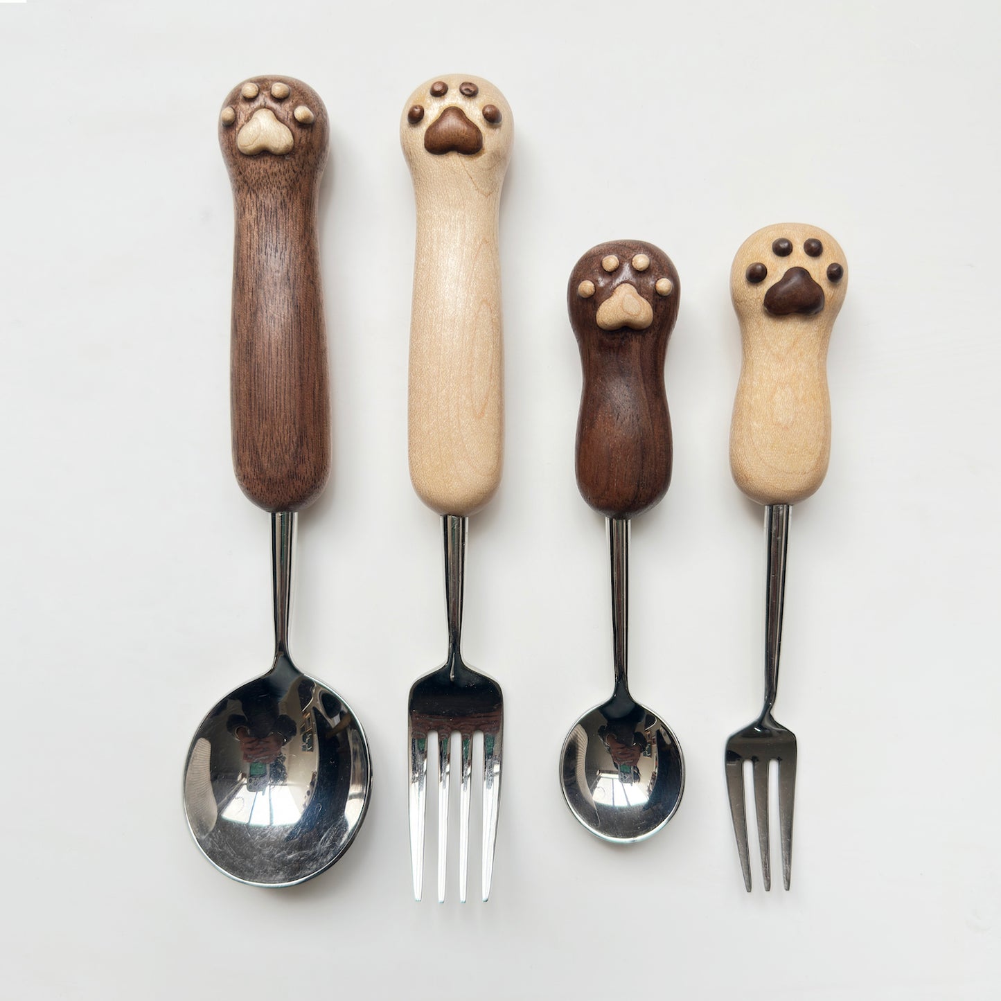 Hand-Carved Catpaw Spoon & Fork Set – Cute & Functional Gift